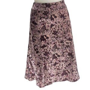 CITY DNKY Skirt Multicolor Silk Floral Print Midi Women's Size 4